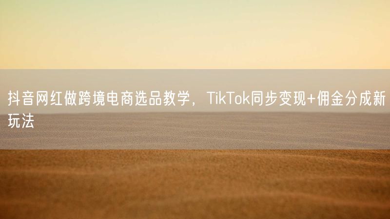 抖音网红做跨境电商选品教学，TikTok同步变现+佣金分成新玩法