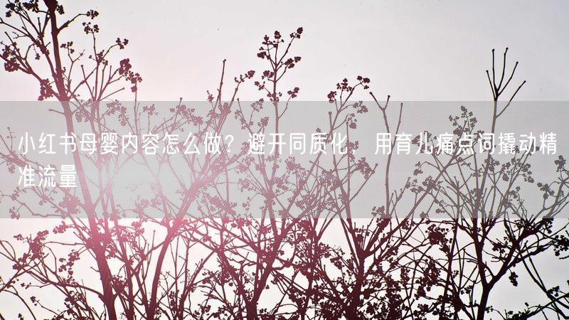 小红书母婴内容怎么做？避开同质化，用育儿痛点词撬动精准流量