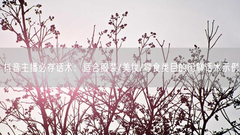 抖音主播必存话术：适合服装/美妆/零食类目的闲聊话术示例